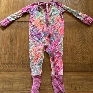 Little Sleepies Pink and Purple Tie-Dye with Stars Kids Footie